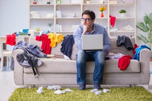 man overwhelmed by moving