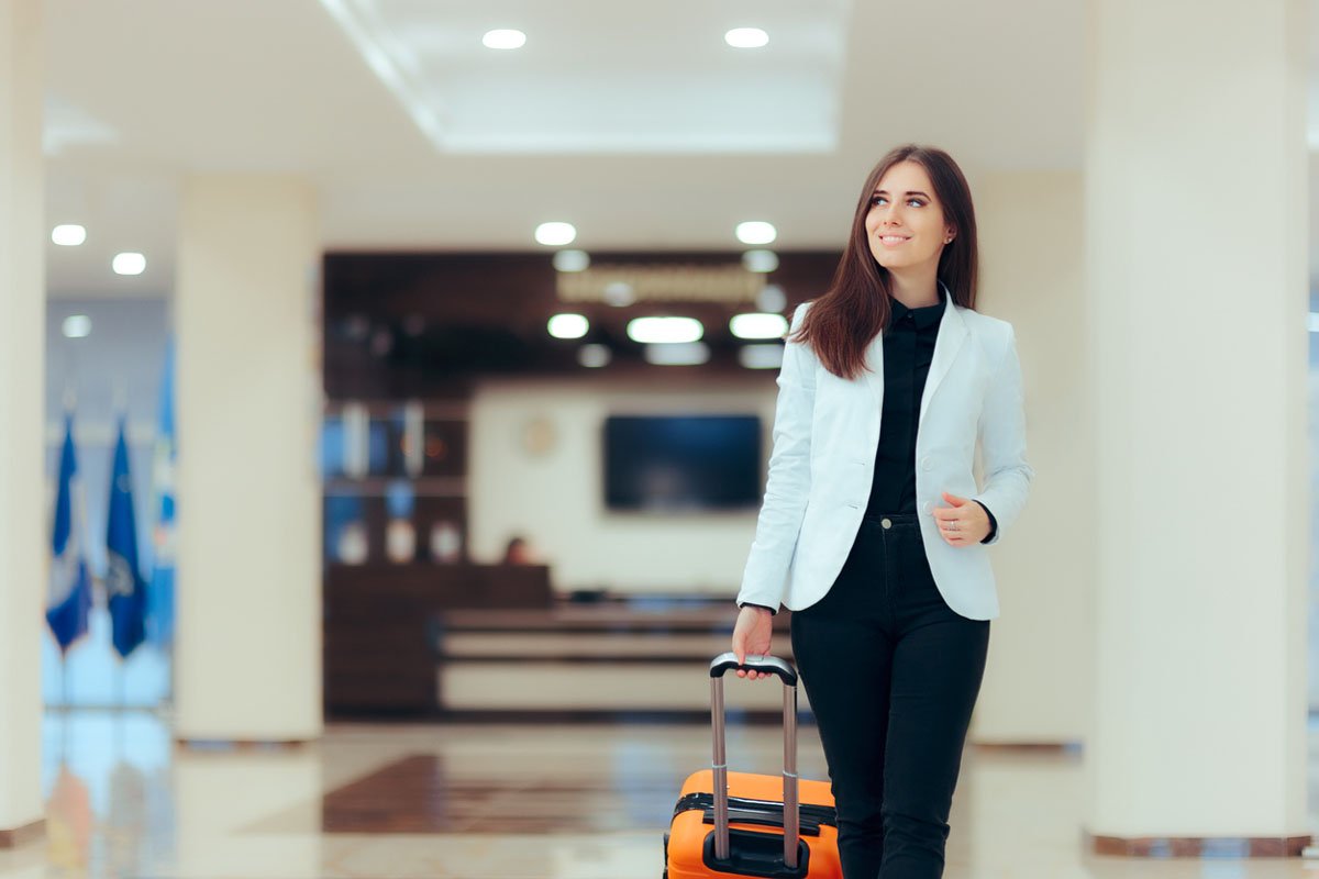 Woman traveling with suitcase