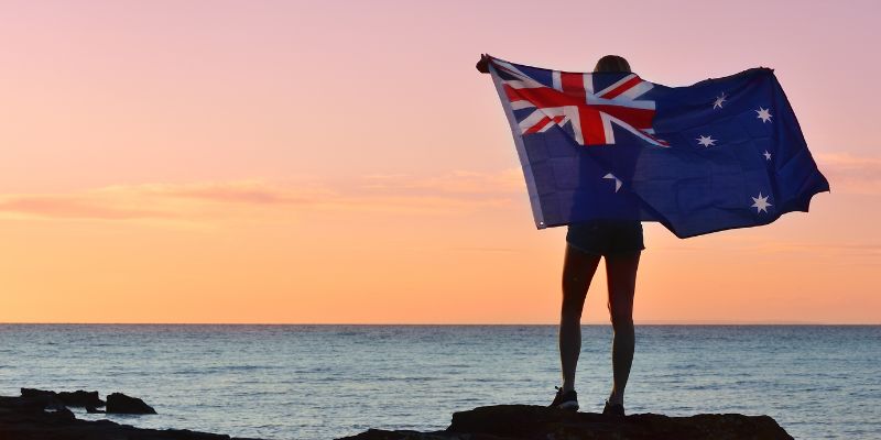 man with an australia flag