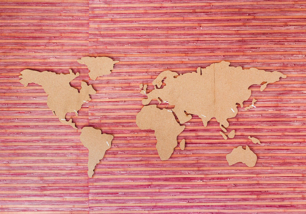 Wooden world map